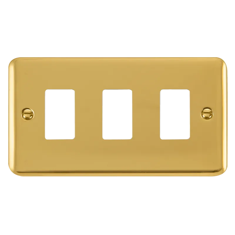 Click Deco Plus DPBR20403 3 Gang GridPro Frontplate - Polished Brass