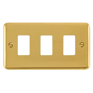 Click Deco Plus DPBR20403 3 Gang GridPro Frontplate - Polished Brass