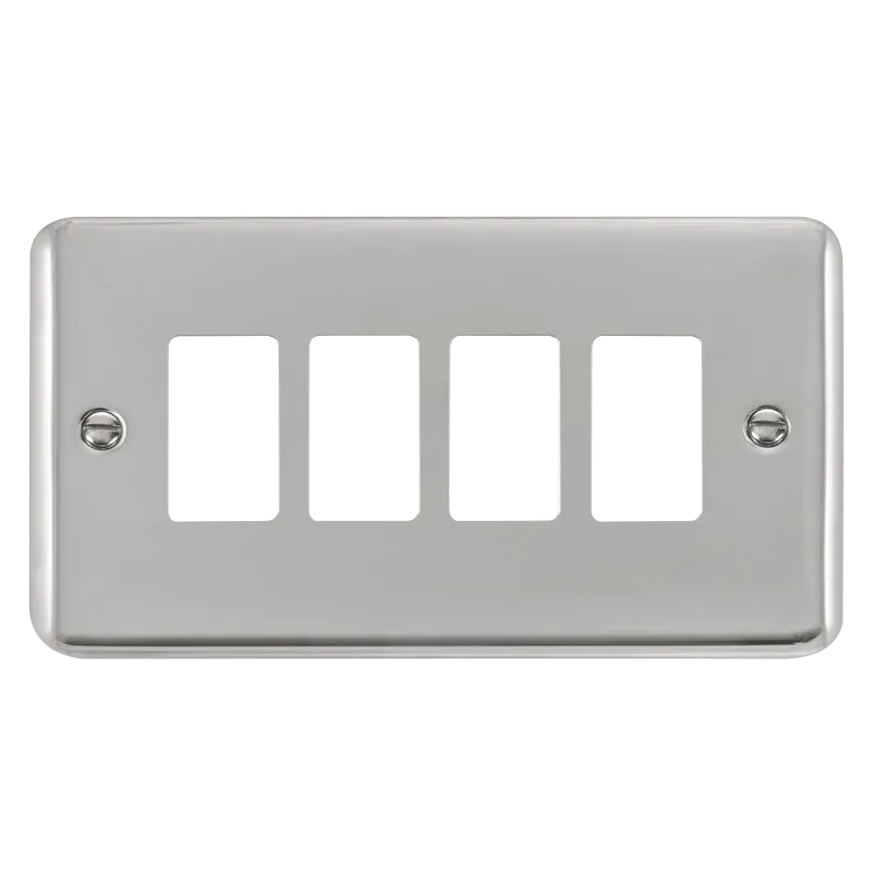Click Deco Plus DPCH20404 4 Gang GridPro Frontplate - Polished Chrome