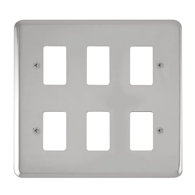 Click Deco Plus DPCH20506 6 Gang GridPro Frontplate - Polished Chrome