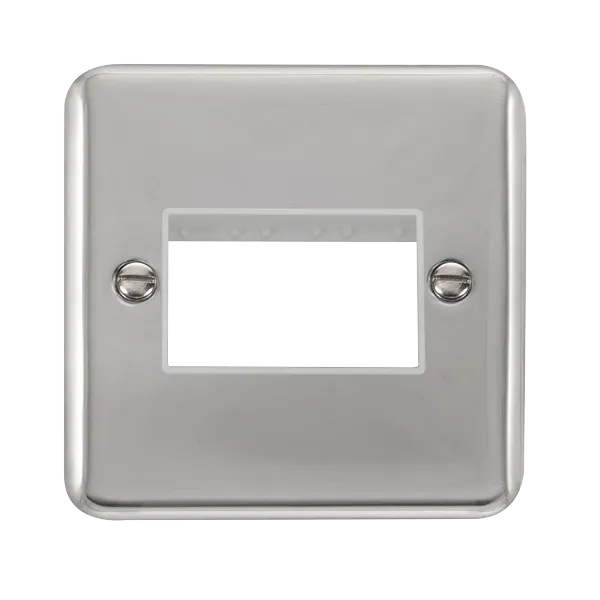 Click Deco Plus DPCH403WH 3G MiniGrid Unfurnished Front Plate - Polished Chrome (White)