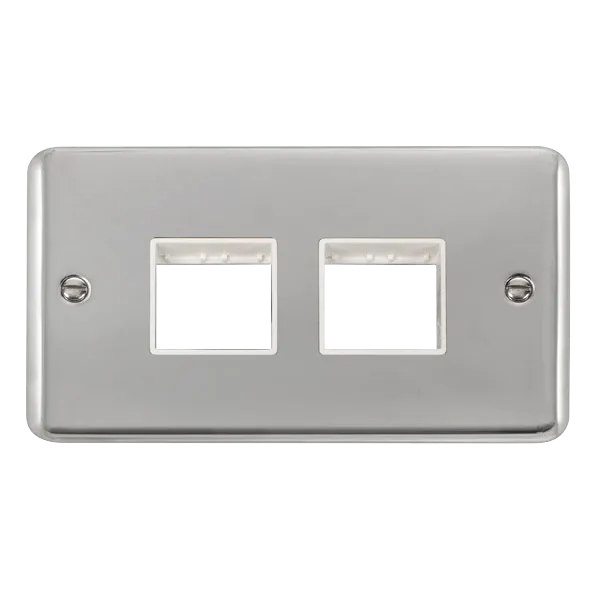 Click Deco Plus DPCH404WH 4G MiniGrid Unfurnished Front Plate - Polished Chrome (White)