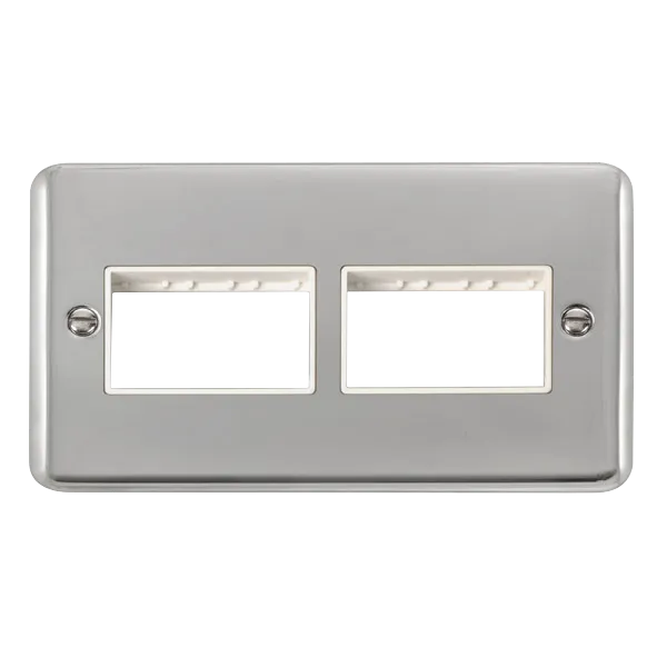Click Deco Plus DPCH406WH 6G MiniGrid Unfurnished Front Plate - Polished Chrome (White)