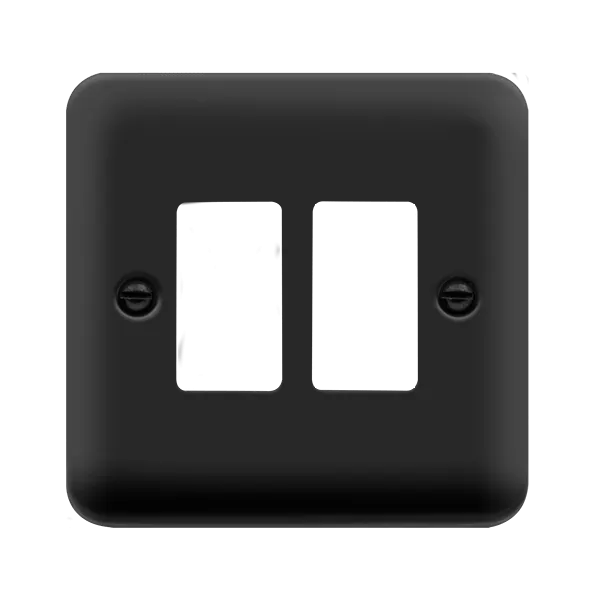 Click Deco Plus DPMB20402 2 Gang GridPro Frontplate - Matt Black