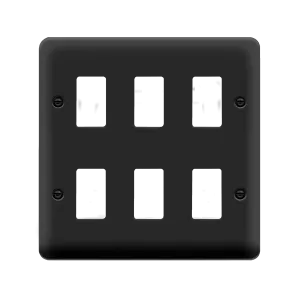 Click Deco Plus DPMB20506 6 Gang GridPro Frontplate - Matt Black