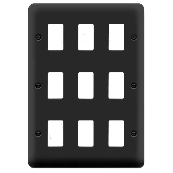 Click Deco Plus DPMB20509 9 Gang GridPro Frontplate - Matt Black