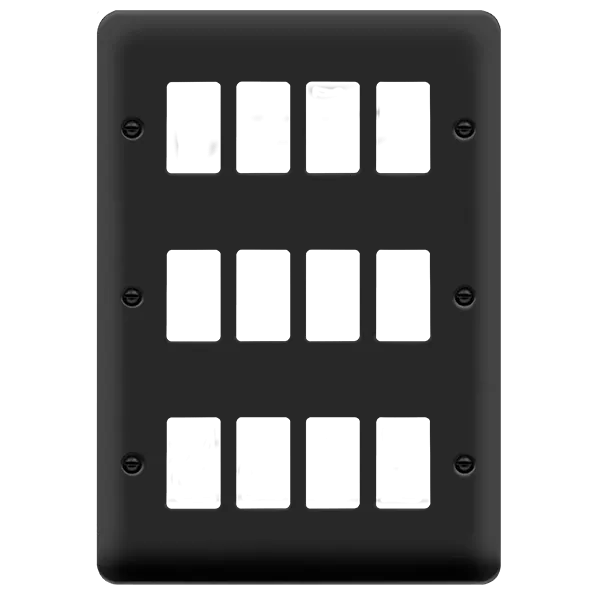 Click Deco Plus DPMB20512 12 Gang GridPro Frontplate - Matt Black