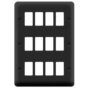 Click Deco Plus DPMB20512 12 Gang GridPro Frontplate - Matt Black