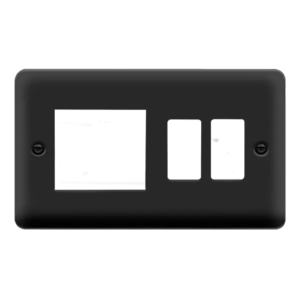 Click Deco Plus DPMB31102 2 Gang GridPro Frontplate with Twin New Media Aperture - Matt Black
