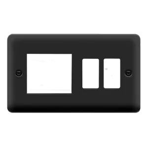 Click Deco Plus DPMB31102 2 Gang GridPro Frontplate with Twin New Media Aperture - Matt Black