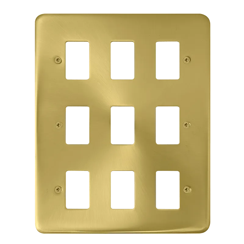 Click Deco Plus DPSB20509 9 Gang GridPro Frontplate - Satin Brass