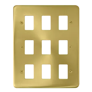 Click Deco Plus DPSB20509 9 Gang GridPro Frontplate - Satin Brass