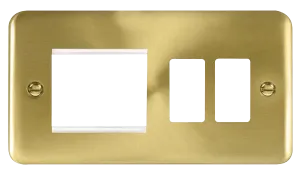 Click Deco Plus DPSB31102 2 Gang GridPro Frontplate with Twin New Media Aperture - Satin Brass