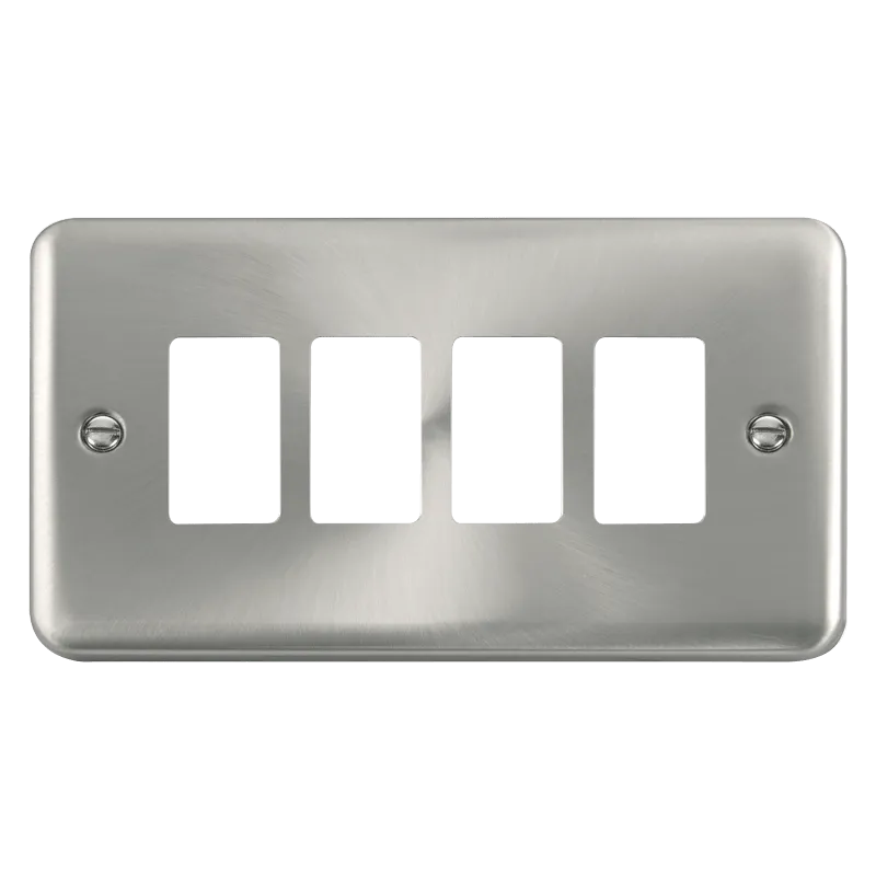 Click Deco Plus DPSC20404 4 Gang GridPro Frontplate - Satin Chrome