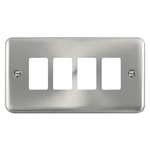 Click Deco Plus DPSC20404 4 Gang GridPro Frontplate - Satin Chrome