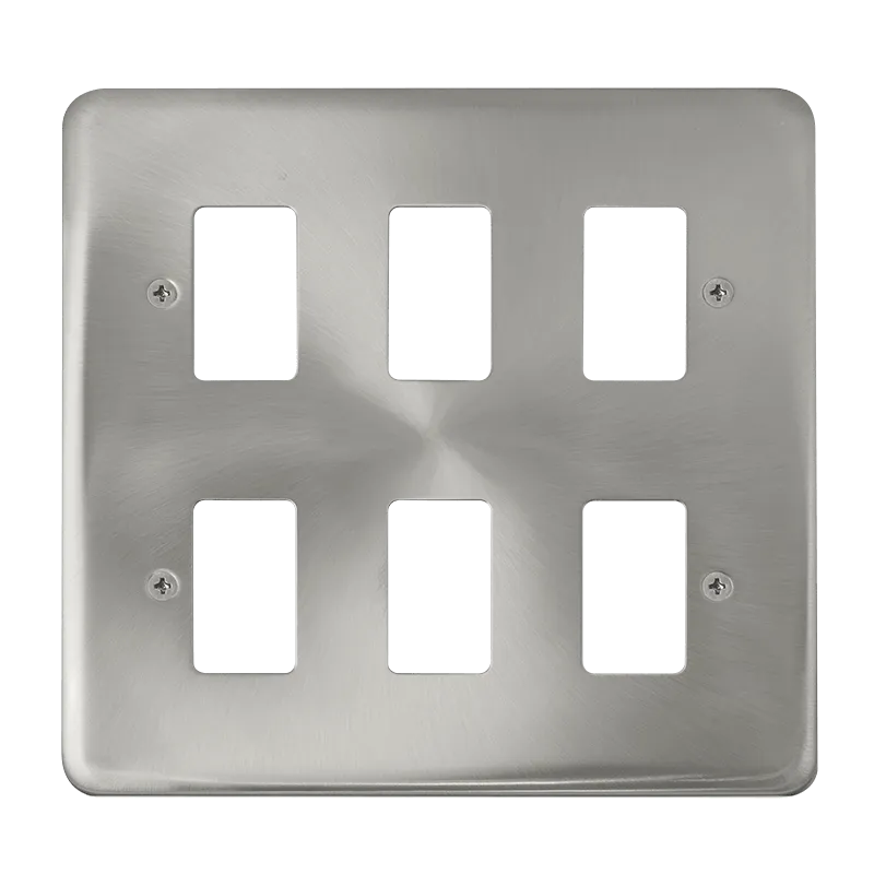 Click Deco Plus DPSC20506 6 Gang GridPro Frontplate - Satin Chrome