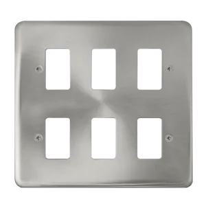 Click Deco Plus DPSC20506 6 Gang GridPro Frontplate - Satin Chrome