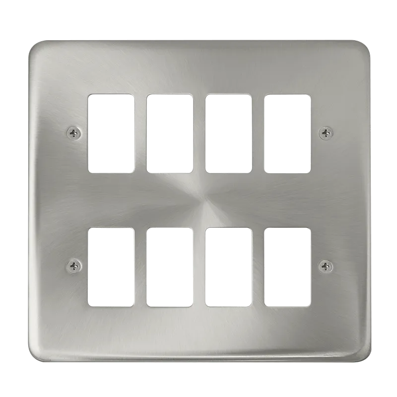 Click Deco Plus DPSC20508 8 Gang GridPro Frontplate - Satin Chrome