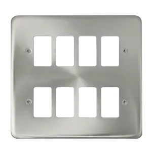 Click Deco Plus DPSC20508 8 Gang GridPro Frontplate - Satin Chrome