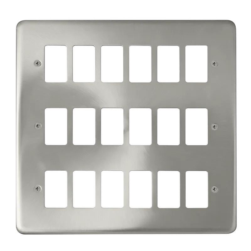 Click Deco Plus DPSC20518 18 Gang GridPro Frontplate - Satin Chrome