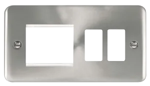 Click Deco Plus DPSC31102 2 Gang GridPro Frontplate with Twin New Media Aperture - Satin Chrome