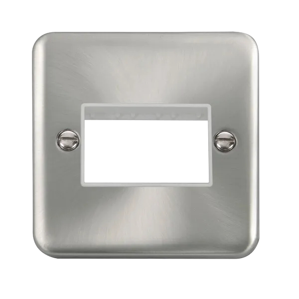 Click Deco Plus DPSC403WH 3G MiniGrid Unfurnished Front Plate - Satin Chrome (White)