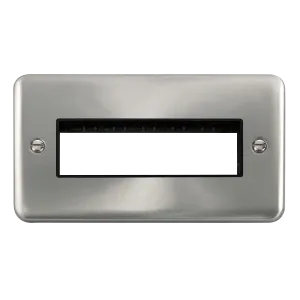 Click Deco Plus DPSC426BK 2G MiniGrid Unfurnished Front Plate (6 In-Line) - Satin Chrome (Black)