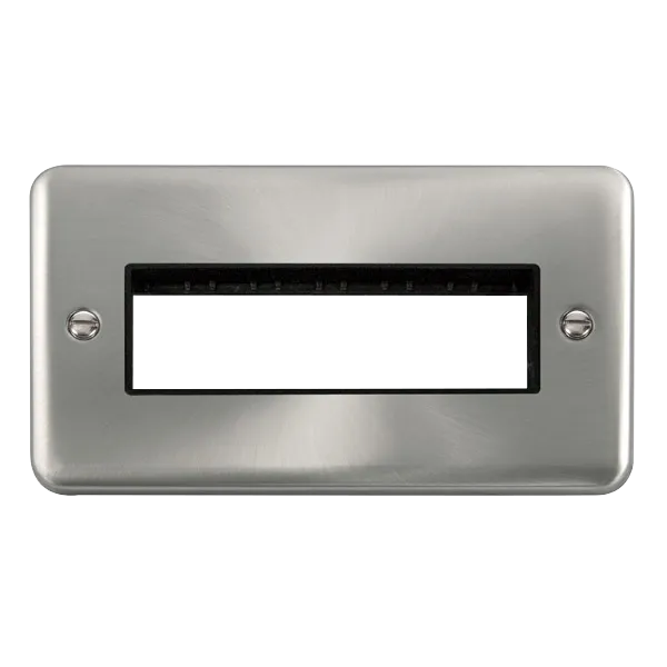 Click Deco Plus DPSC426BK 2G MiniGrid Unfurnished Front Plate (6 In-Line) - Satin Chrome (Black)