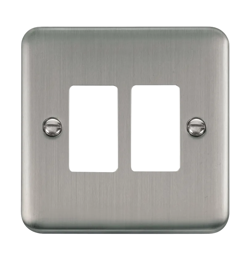 Click Deco Plus DPSS20402 2 Gang GridPro Frontplate - Stainless Steel