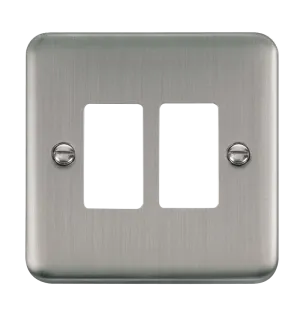 Click Deco Plus DPSS20402 2 Gang GridPro Frontplate - Stainless Steel