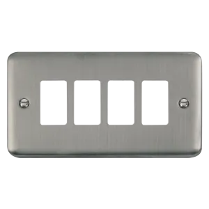 Click Deco Plus DPSS20404 4 Gang GridPro Frontplate - Stainless Steel