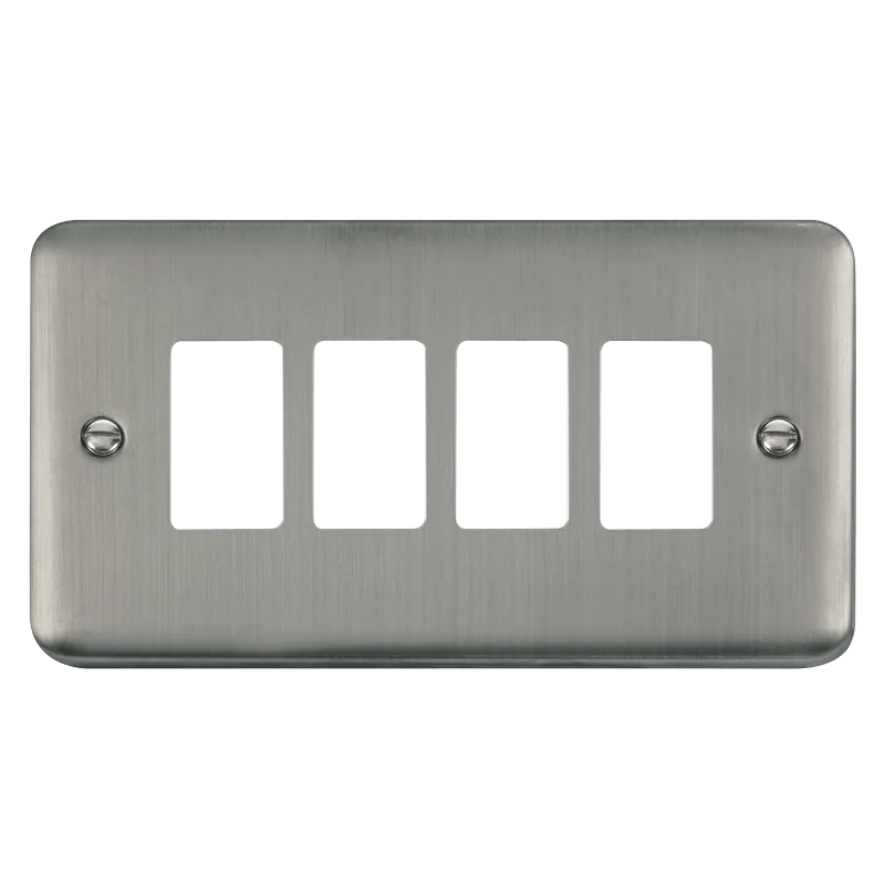 Click Deco Plus DPSS20404 4 Gang GridPro Frontplate - Stainless Steel