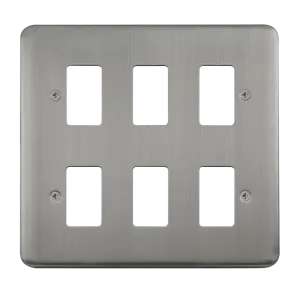 Click Deco Plus DPSS20506 6 Gang GridPro Frontplate - Stainless Steel