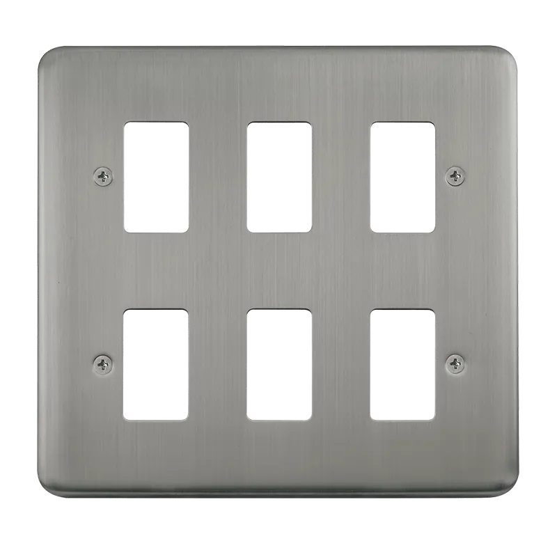 Click Deco Plus DPSS20506 6 Gang GridPro Frontplate - Stainless Steel