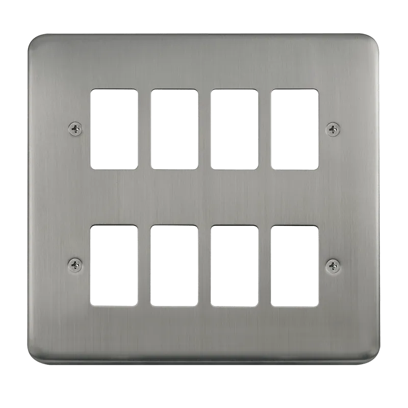 Click Deco Plus DPSS20508 8 Gang GridPro Frontplate - Stainless Steel