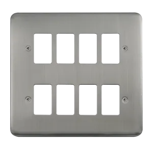 Click Deco Plus DPSS20508 8 Gang GridPro Frontplate - Stainless Steel