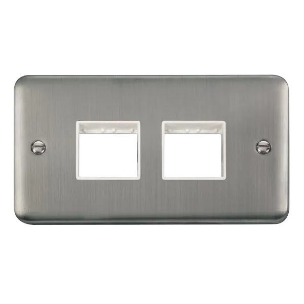 Click Deco Plus DPSS404WH 4G MiniGrid Unfurnished Front Plate - Stainless Steel (White)