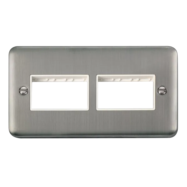 Click Deco Plus DPSS406WH 6G MiniGrid Unfurnished Front Plate - Stainless Steel (White)