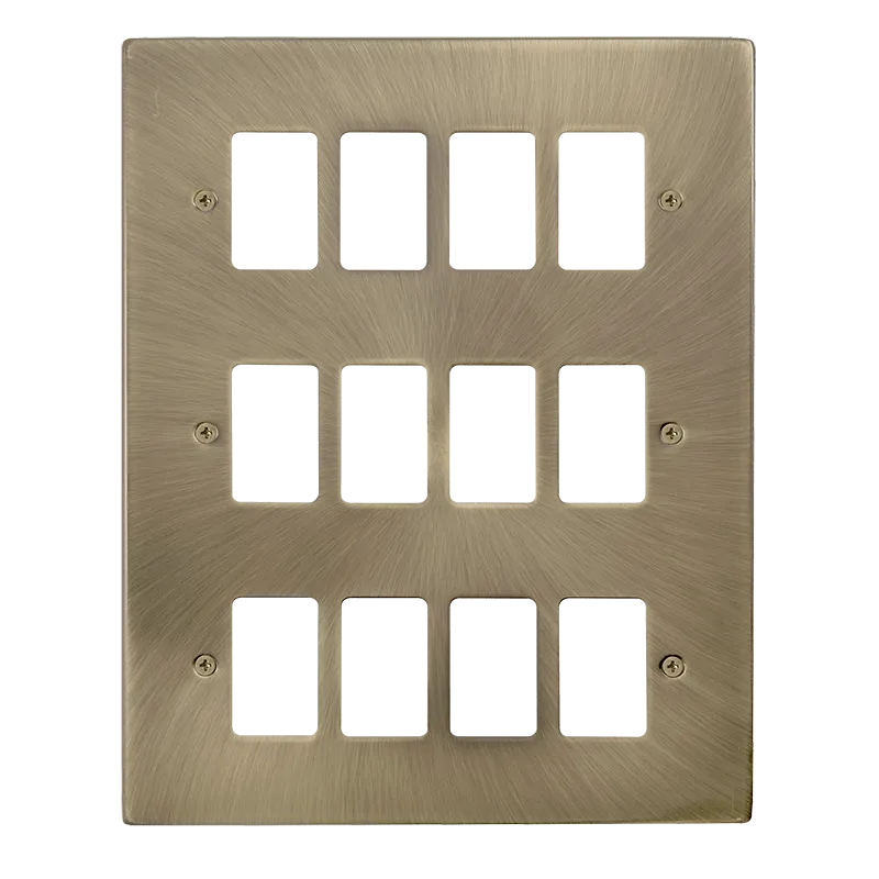 Click Deco VPAB20512 12 Gang GridPro Frontplate - Antique Brass