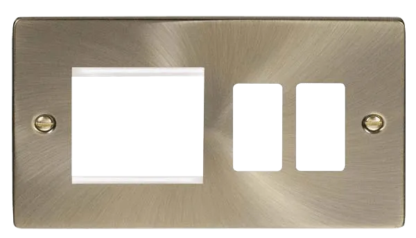 Click Deco VPAB31102 2 Gang GridPro Frontplate with Twin New Media Aperture - Antique Brass