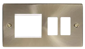 Click Deco VPAB31102 2 Gang GridPro Frontplate with Twin New Media Aperture - Antique Brass
