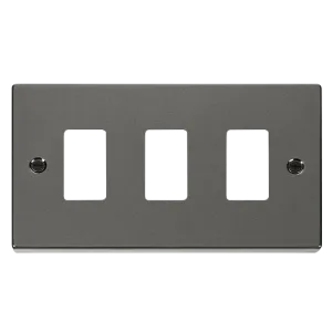 Click Deco VPBN20403 3 Gang GridPro Frontplate - Black Nickel