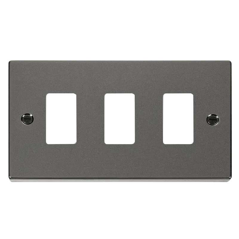Click Deco VPBN20403 3 Gang GridPro Frontplate - Black Nickel