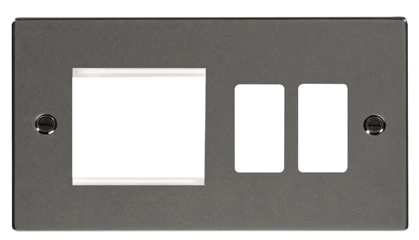 Click Deco VPBN31102 2 Gang GridPro Frontplate with Twin New Media Aperture - Black Nickel