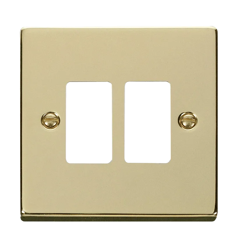 Click Deco VPBR20402 2 Gang GridPro Frontplate - Polished Brass