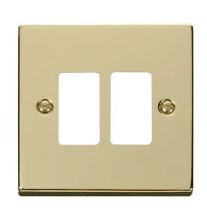 Click Deco VPBR20402 2 Gang GridPro Frontplate - Polished Brass