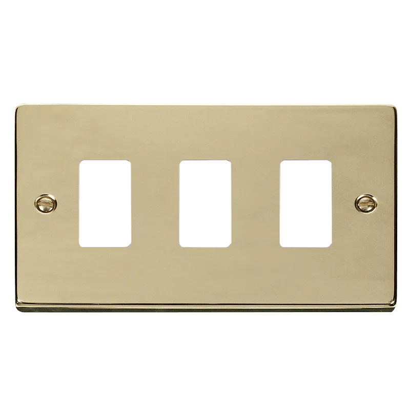 Click Deco VPBR20403 3 Gang GridPro Frontplate - Polished Brass
