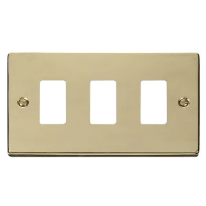 Click Deco VPBR20403 3 Gang GridPro Frontplate - Polished Brass