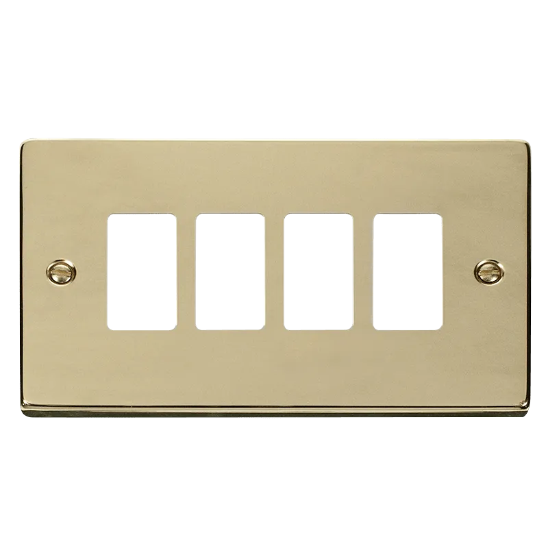 Click Deco VPBR20404 4 Gang GridPro Frontplate - Polished Brass