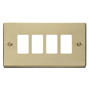Click Deco VPBR20404 4 Gang GridPro Frontplate - Polished Brass